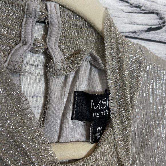 NWT MSK Petites Metallic Silver Gold Knee Cocktail Party Tiered Dress Sz… - Picture 6 of 15